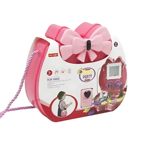 Детский косметический набор в розовой сумочке с зеркалом Kids Pretend Toy Bag, 16 предметов - фото 4