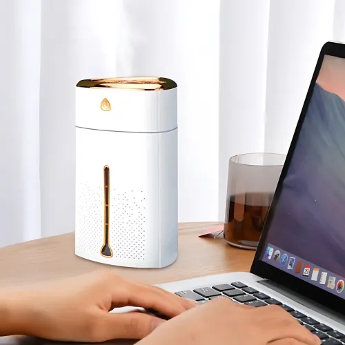 Ультразвуковой увлажнитель воздуха ночник Fog Humidifier с подсветкой, портативный, бак 1000 мл, Бело-золотой - фото 6