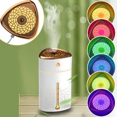 Ультразвуковой увлажнитель воздуха ночник Fog Humidifier с подсветкой, портативный, бак 1000 мл, Бело-золотой