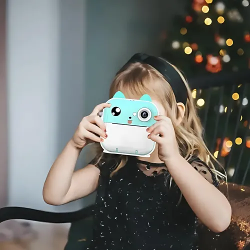Детский фотоаппарат Острые ушки Q5 APP с экраном, моментальная печать фото, синий - фото 8