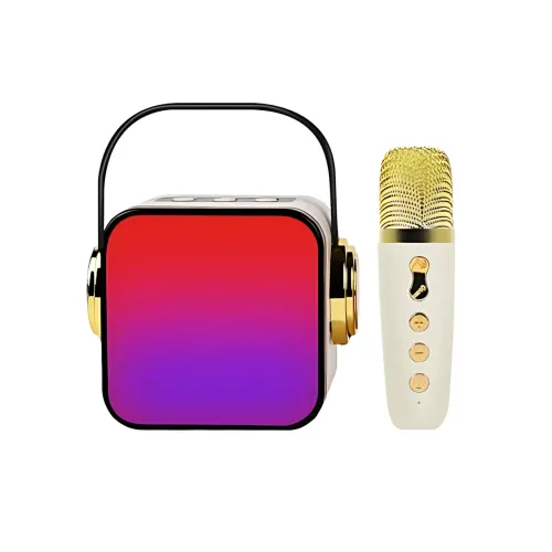 Портативный динамик с караоке, мини Bluetooth колонка с одним микрофоном, белый - фото 2