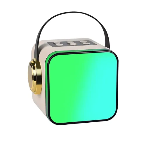 Портативный динамик с караоке, мини Bluetooth колонка с одним микрофоном, белый - фото 3