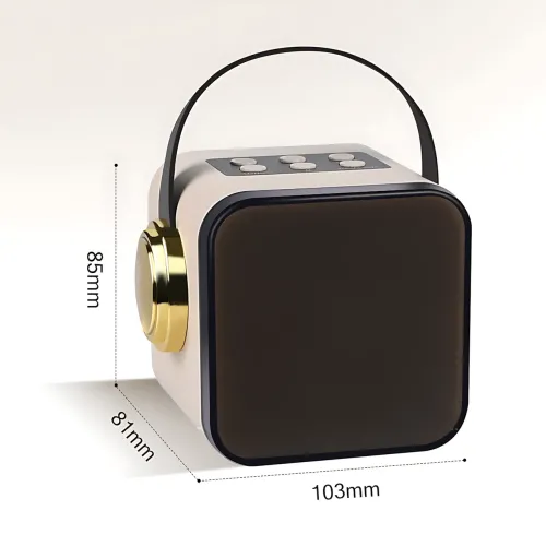 Портативный динамик с караоке, мини Bluetooth колонка с одним микрофоном, белый - фото 10