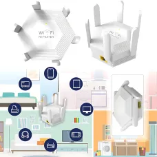 Репитер Wi-Fi сигнала AND LV-WR56T, беспроводной усилитель сигнала, 300 Мбит/с, 6 антенн, Ethernet RJ45