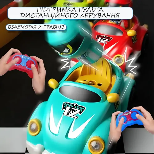 Набор радиоуправляемых картинг-машинок dodgem YJ-143-1 для 2 игроков с фигурками, катапультой, светом и звуком - фото 6