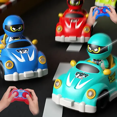 Набор радиоуправляемых картинг-машинок dodgem YJ-143-1 для 2 игроков с фигурками, катапультой, светом и звуком - фото 8