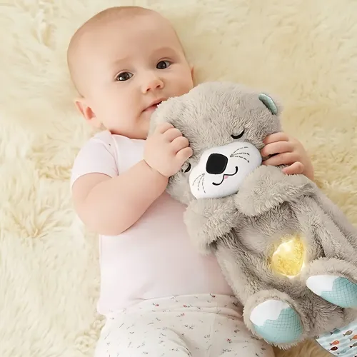 Успокаивающая мягкая игрушка-обнимашка выдра ночник для сна с функцией дыхания и подсветки - фото 7