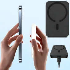 Портативный аккумулятор с беспроводной зарядкой PPCX 020001, power bank с индикацией заряда, черный