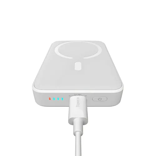 Портативный аккумулятор с беспроводной зарядкой PPCX 020002, power bank с индикацией заряда, белый - фото 4