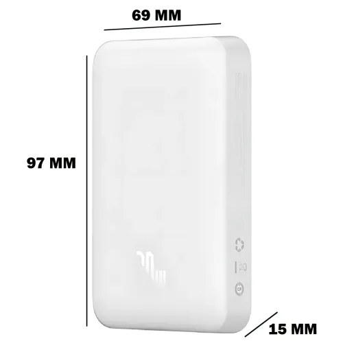 Портативный аккумулятор с беспроводной зарядкой PPCX 020002, power bank с индикацией заряда, белый - фото 10