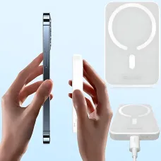 Портативный аккумулятор с беспроводной зарядкой PPCX 020002, power bank с индикацией заряда, белый