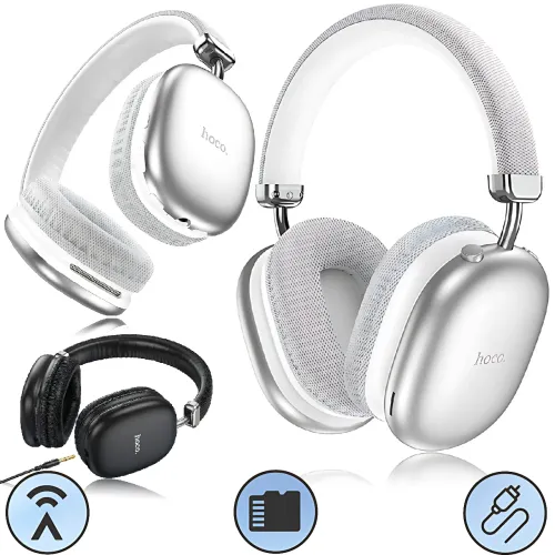 Bluetooth наушники HOCO W35 wireless headphones, беспроводная гарнитура с микрофоном, до 40 часов работы Серебристый