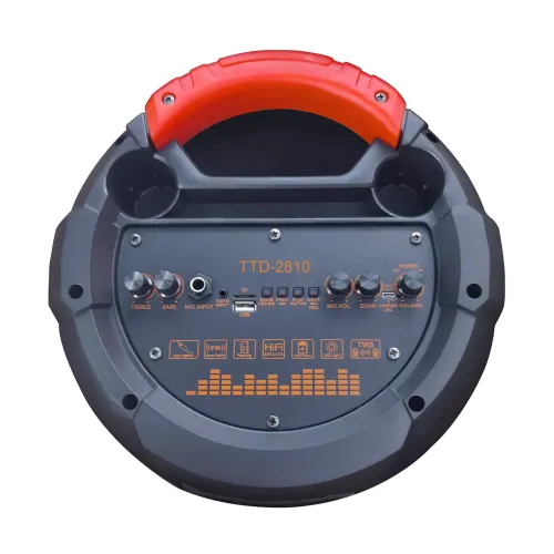 Беспроводная портативная колонка Bluetooth TTD-2810 с проводным микрофоном, 8,5'', 2х20 Вт, RGB - фото 5