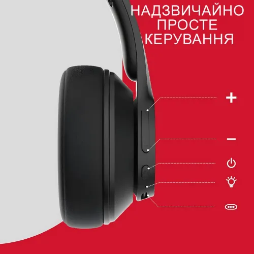 Накладні Bluetooth-навушники Monster Mission 100 з активним шумозаглушенням, ігрова гарнітура, чорний - фото 8