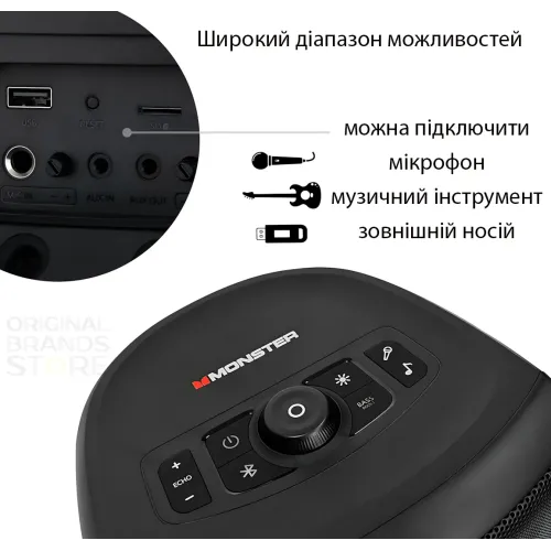 Monster Cycle MS22138, динамик с RGB-подсветкой, Bluetooth 5.1, 80 Вт, IPX4, АКБ 4000 мАч, с 2 микрофонами - фото 8
