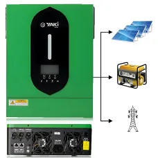 Гибридный инвертор YAKI YSY-6200, 6200 Вт, 48, 1 фаза, ток зарядки до 120 А, импульс 12400 Вт, чистый синус