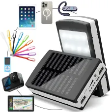 Металевий POWER BANK 90000mah (реальний 4800) із сонячною зарядкою і яскравим LED-ліхтариком