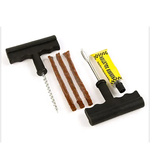 Комплект для ремонта бескамерных шин tubeless tyre repaoir kit – 3 жгута, клей-активатор, инструменты, блистер - фото 2