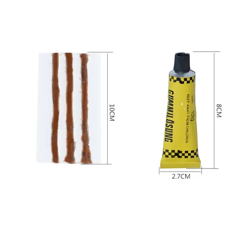 Комплект для ремонта бескамерных шин tubeless tyre repaoir kit – 3 жгута, клей-активатор, инструменты, блистер - фото 6