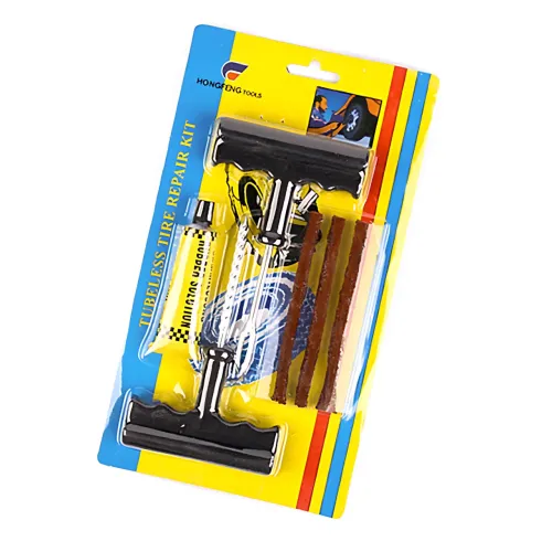 Комплект для ремонта бескамерных шин tubeless tyre repaoir kit – 3 жгута, клей-активатор, инструменты, блистер - фото 8