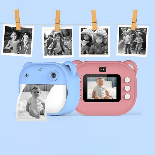Детская цифровая камера мгновенной печати Children's Printing Camera Y600, 2 камеры, детская камера, розовый - фото 6