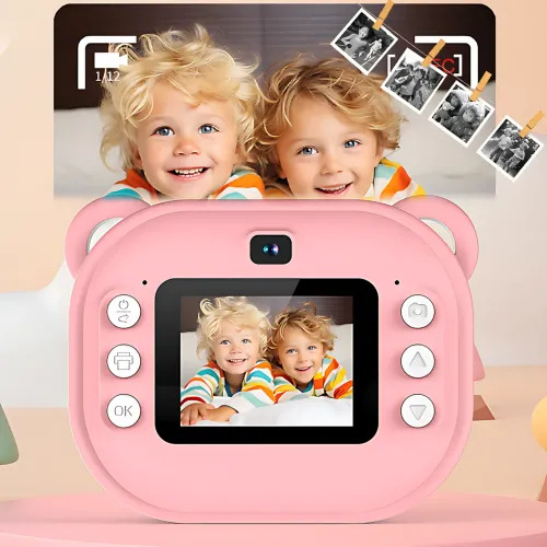 Детская цифровая камера мгновенной печати Children's Printing Camera Y600, 2 камеры, детская камера, розовый