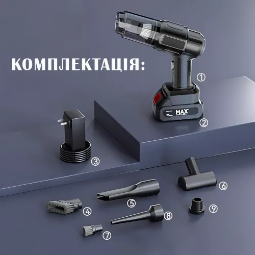 Беспроводной автомобильный ручной пылесос с насадками и аккумулятором Dust Collector AND904 - фото 8