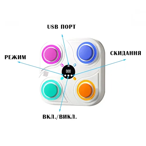 Тренажер для бокса с музыкой и RGB подсветкой, интерактивная мишень Boxing target 33 см, голубой - фото 8