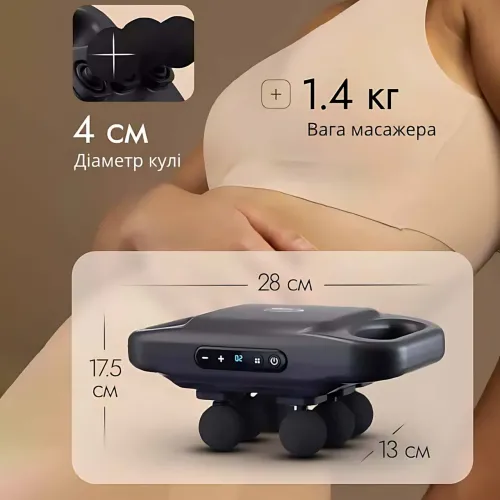 Бездротовий перкусійний масажер із шістьма головками, професійний, 9 режимів, 14400 об./хв, 2000 мА·год - фото 9