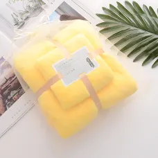 Набор 2 флисовых полотенец Мечта Towel blanket  AND 521-2415, банное 145х80 см, для лица 75х35 см Желтый