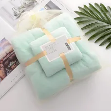 Набор 2 флисовых полотенец Мечта Towel blanket  AND 521-2415, банное 145х80 см, для лица 75х35 см Зеленый