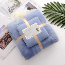 Набор 2 флисовых полотенец Мечта Towel blanket  AND 521-2415, банное 145х80 см, для лица 75х35 см Синий
