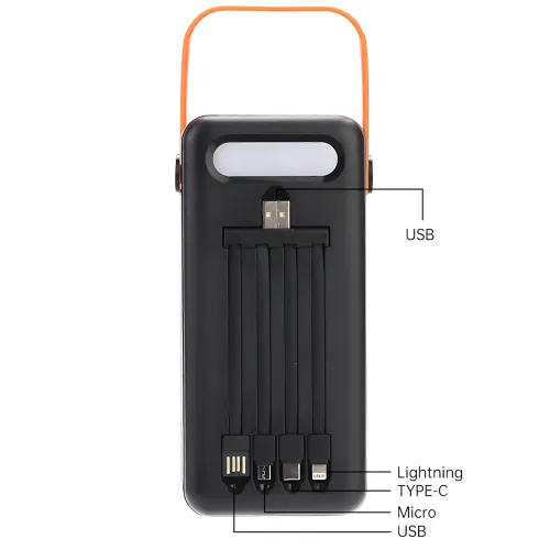 Power Bank AND YM-638 CX на сонячній батареї 100000 mAh з USB і вбудованими кабелями - фото 7