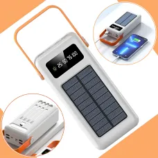 Портативное зарядное AND YM-639CX на солнечной батарее, power bank 120000 mAh с USB и встроенными кабелями