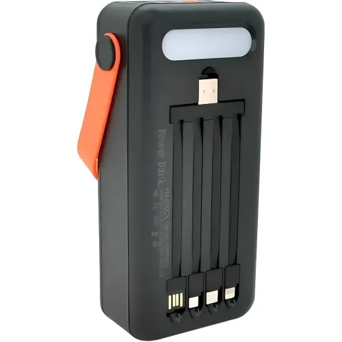 Повербанк AND YM-635CX на солнечной батарее 50000 mAh с USB и встроенными кабелями Черный - фото 4