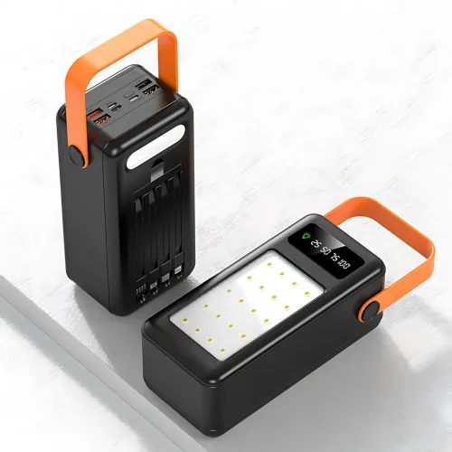 Повербанк AND YM-635CX на солнечной батарее 50000 mAh с USB и встроенными кабелями Черный - фото 2