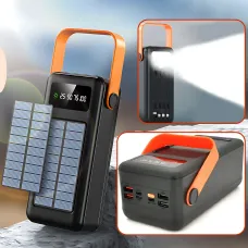 Повербанк AND YM-635CX на солнечной батарее 50000 mAh с USB и встроенными кабелями Черный