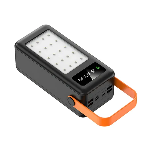 Портативное зарядное AND YM-639CX на солнечной батарее, power bank 120000 mAh с USB и встроенными кабелями Черный - фото 5