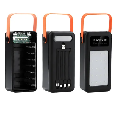 Портативное зарядное AND YM-639CX на солнечной батарее, power bank 120000 mAh с USB и встроенными кабелями Черный - фото 3