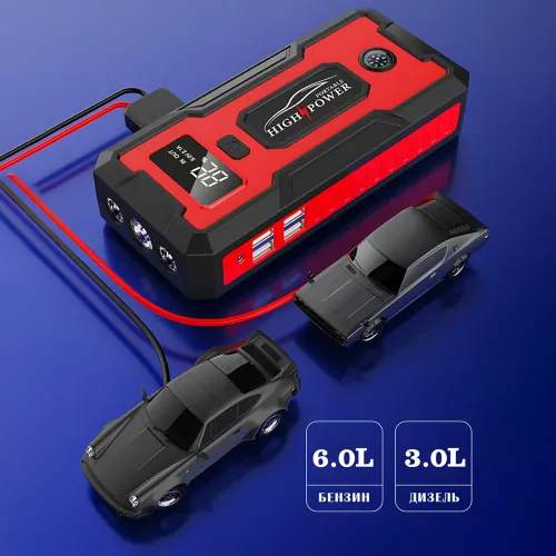 Пуско-зарядное устройство JUMPSTARTER QY33, 12 В, 99800 мАh, 500 А, фонарь, зарядка для телефона - фото 8