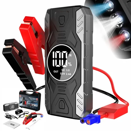 Пуско-зарядное устройство JUMPSTARTER QY19 – 11 900 мАч, с фонарем и цифровым дисплеем