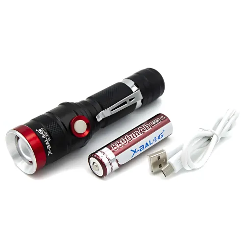 Фонарик ручной Bailong X-BAIL BL-736 T6, 1000 Лм – COB LED, Zoom, SOS, до 10 часов работы, черный - фото 10