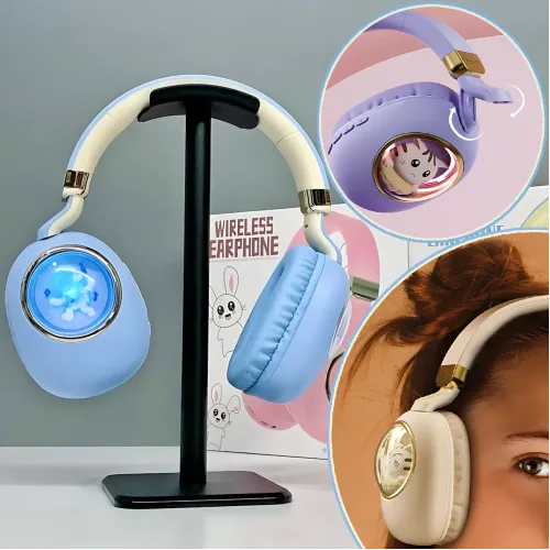 Детские беспроводные наушники ST862 A.B.C.D с Led-подсветкой, наушники TOY IN A CAPSULE Голубой