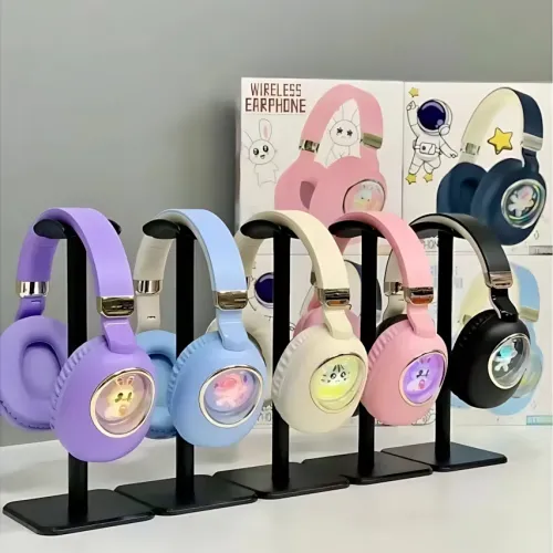 Детские беспроводные наушники ST862 A.B.C.D с Led-подсветкой, наушники TOY IN A CAPSULE Розовый - фото 7