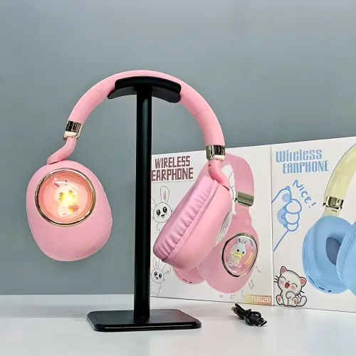 Детские беспроводные наушники ST862 A.B.C.D с Led-подсветкой, наушники TOY IN A CAPSULE Розовый - фото 5