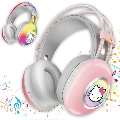 Наушники Bluetooth Hello Kitty PG-706H с RGB подсветкой, микрофоном, поддержкой карт памяти - фото 2