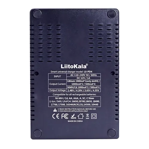 Интеллектуальное зарядное устройство LiitoKala Lii-PD4 на 4 слота, с LCD дисплеем, универсальная совместимость - фото 7