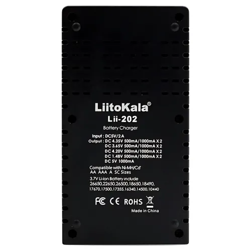 Умное зарядное устройство LiitoKala Lii-202 с Power Bank, для всех типов аккумуляторов: 18650, AA, AAA, Li-Ion - фото 6