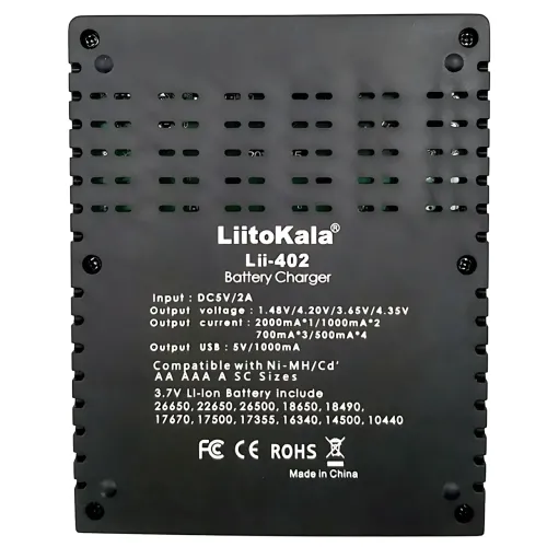 Зарядное устройство LiitoKala Lii-402 для 4-х 18650 с функцией Power Bank, 4 канала, быстрая зарядка 2А - фото 9