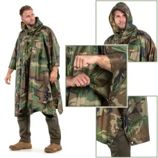 Дождевик Raincoat AND -1, накидка от дождя 3 в 1: плащ палатка пончо, 200 х 150 см, камуфляж